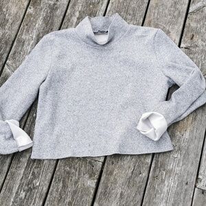 Zara grey cropped mock neck sweater. Size small. EUC